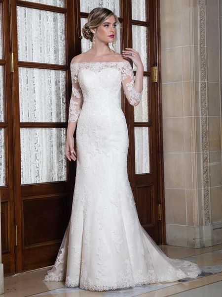 

noble white ivory scoop sleeves applique mermaid wedding dresses bridal pageant dresses wedding attire dresses custom size 2-18 kf1219234