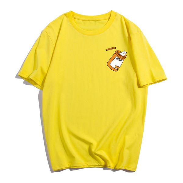 

Mens Summer Designer Solid Color Tshirts Cat Cartoon Print Homme Tees Crew Neck Short Sleeve Fashion Casual Apparel