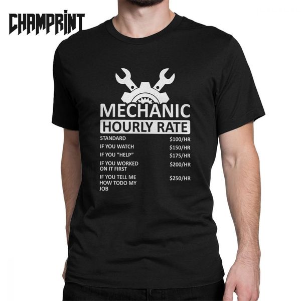 

mechanic hourly rate men's t shirt car fix engineer funny tee shirt short sleeve crew neck t-shirt pure cotton gift idea, White;black