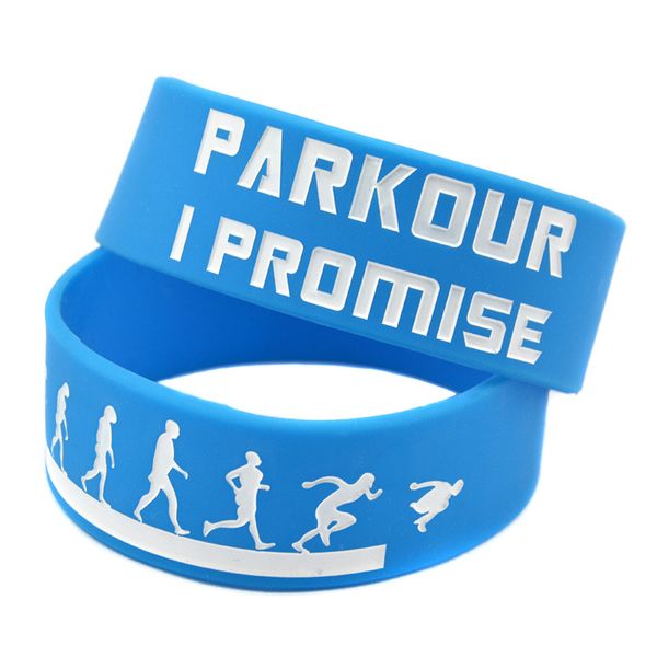 

obh 25pcs one inch wide parkour i promise silicone rubber wristband, Black