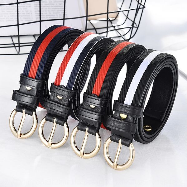 

all-match striped fabric women's dress pin buckle belt colorful simple dress jeans belt, Black;brown