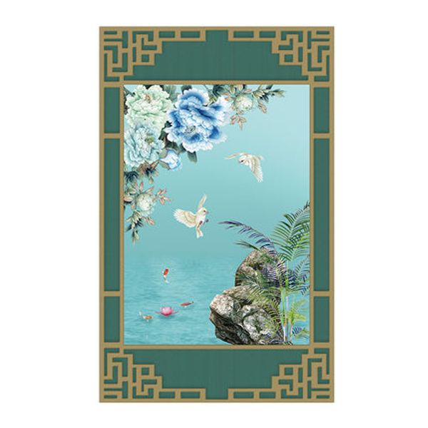 

new chinese style large carpet rectangular scenery soft flowers birds living room sofa mat