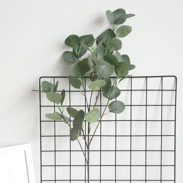 

2019 new eucalyptus tree branch round leaves artificial money leaf retro eucalyptus plant decoration fake flower faux foliage