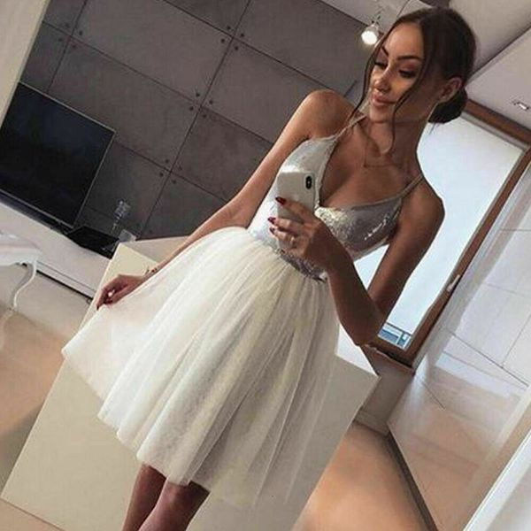 

новая мода лета женщин без рукавов блесток глубокий v-образный вырез bridesmaids платье повседневный партии пляж midi платье sundress, Black;pink