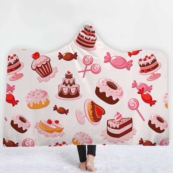 

softbatfy watercolor tempera sweet macaroon hooded blanket fleece throw blanket dropshipping