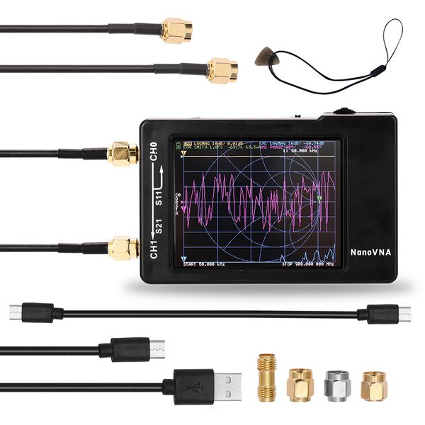 

new nanovna-h 50khz~1.5ghz vna 2.8inch lcdhf vhf uhf uv vector network analyzer antenna analyzer 50mah battery antenna
