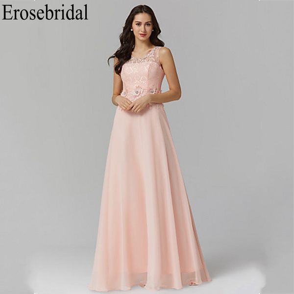 

платье erosebridal розовый вечер 2019 elegant партии платья длинные кружева лиф с молнией назад шифон вечернее платье длинные, White;black