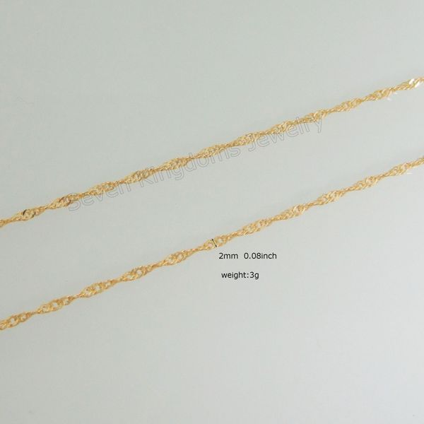 

min order 10$/ can mix with other design 3g 24" - yellow gold gp filled brass twist water wave chain 24" 60 cm necklace, Silver