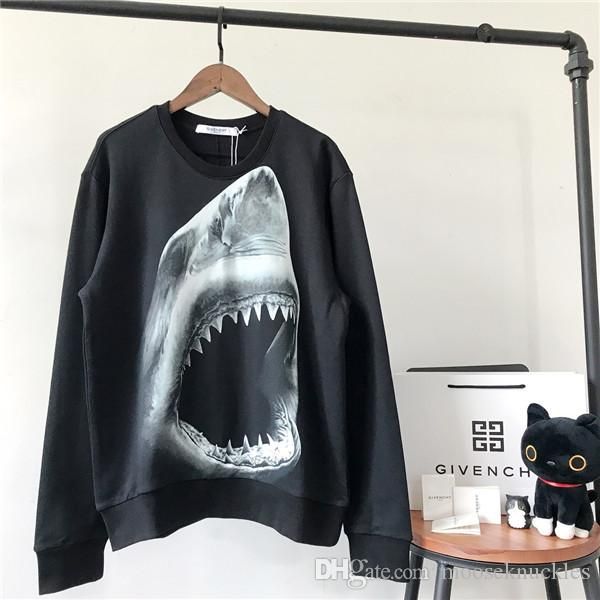 

19fw new luxurious brand design given big shark print sweater hoodie men women fashion casual streetwear sweatshirts outdoor shirts, Gray;blue