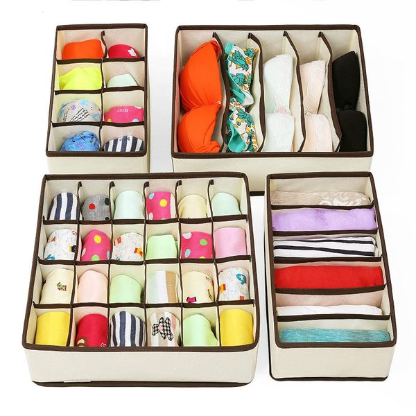 

4 piece portable cloth collapsible storage bags organizer for sock bra underwear