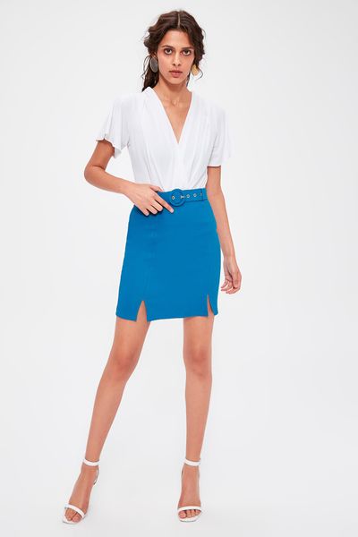 

trendyol petrol belt detail skirt twoaw20et0368, Black