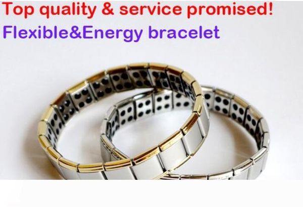 

selling new arrival 100pcs energy bracelet titanium, nano energy magnetic germanium titanium bracelet pain relief powerfull, Golden;silver