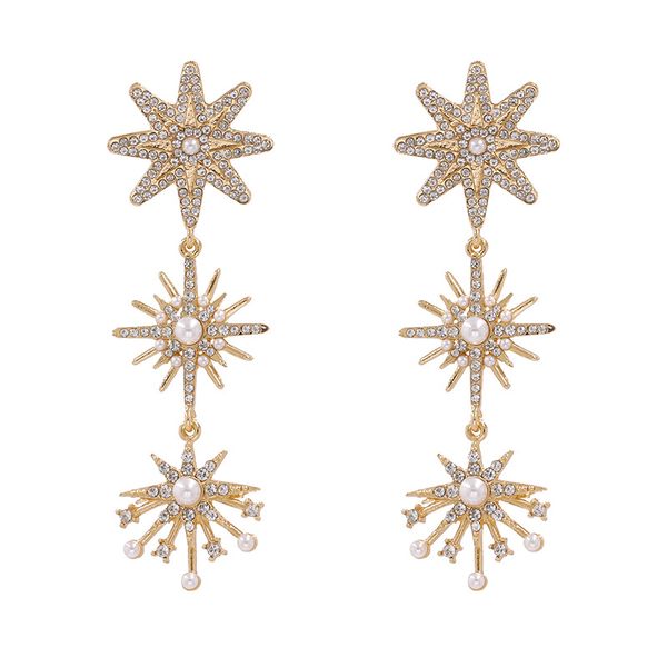 

korean fashion star earrings cross border source ear accessories fashion super flash crystal accessories earrings, Silver
