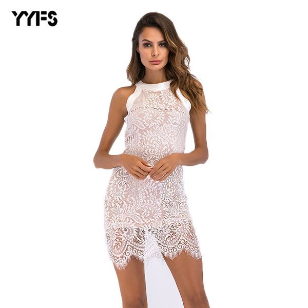 

womens designer large size sleeveless slim dress hollow lace bag hip skirt stitching sweet summer sexysnqg, Black;gray