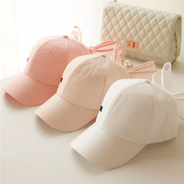

bow caps for women girls new fashion big bowknot baseball cap korea lovely hats black pink white colors cotton mesh mark, Blue;gray