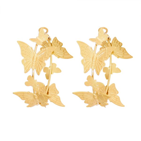 

fashion ins style butterfly-shaped gold metal hoop earrings statement stud earrings for women party jewelry gift, Golden;silver