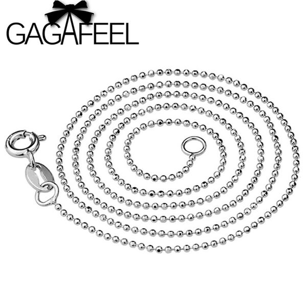 

gagafeel genuine 925 sterling silver link necklace for women men 1mm beads chain fashion jewelry vintage wholesale
