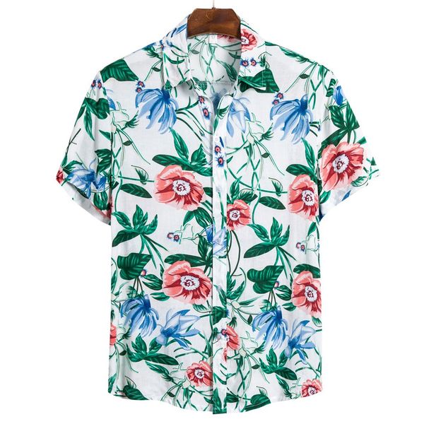 

mens summer beach hawaiian shirt 2020 brand short sleeve plus size floral shirts men casual holiday vacation clothing camisas#g3