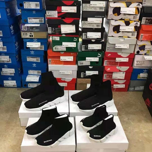 

2019 new paris speed runner knit sock shoe original luxury trainer runner sneakers race kid sports shoe without box, Black