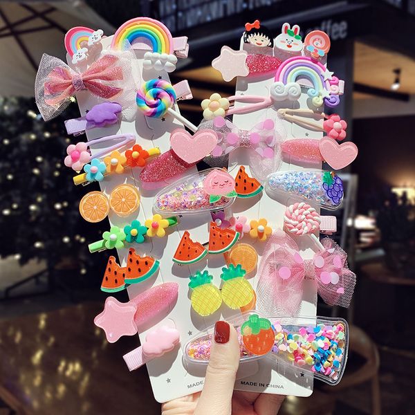 

10шт/8шт / 6шт милые радужные звезды цветок заколки детские аксессуары для волос заколка для волос для девочек сладкий bb клип заколки орнам, Slivery;white