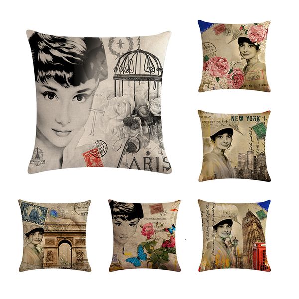 

beautilful париж башня и красивая девушка помада зонт картины подушка крышка дома декоративные бросить наволочки zy343