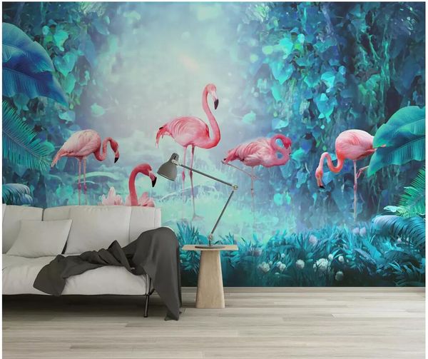 

3d room wallpaper custom p modern minimalistic tropical rain forest flamingo decor living room 3d wall murals wallpaper for walls 3 d