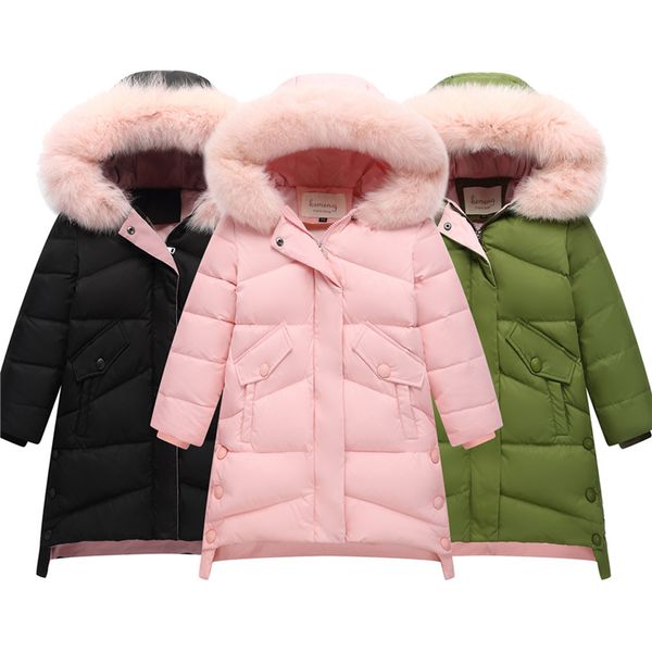 

chamsgen new style kids girls winter faux fur hooded parka down coat puffer jacket padded dropping warm overcoat roupa infantil, Blue;gray