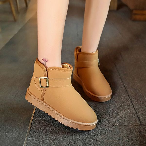 

fevral woman snow boots flat winter plus size platform ladies warm casual shoes 2019 new fur women's suede ankle boots female, Black