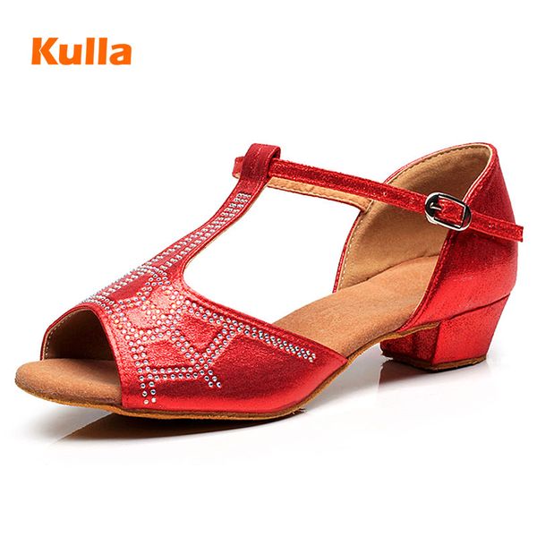 

girls ballroom tango latin dance shoes small rhinestone children woman salsa practice dancing shoe wholesale low heels 3cm shoes