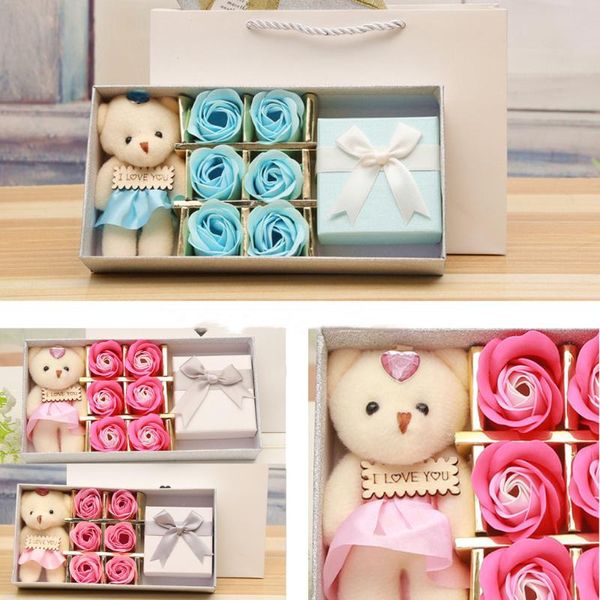 

1 set valentine's day gift luxury handmade soap flower bouquet roses carnations gift box wedding home creative jewelry