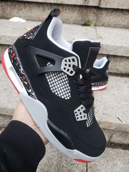 

jumpman 4 bred black red new 2020 released factory version 4s basketball shoes mens trainers suede sneakers