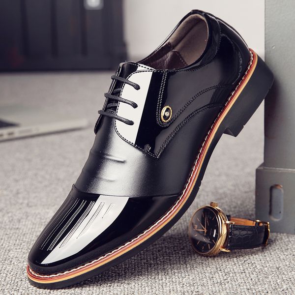 

men's business dress black patent leather shoes korean style of the british pointed casual increase in men's shoes
