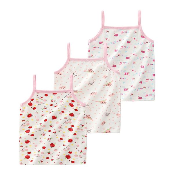 

new style floral printed pure cotton children camisole spring and summer versatile baby camisole medium-small girl's vest wholes, Blue