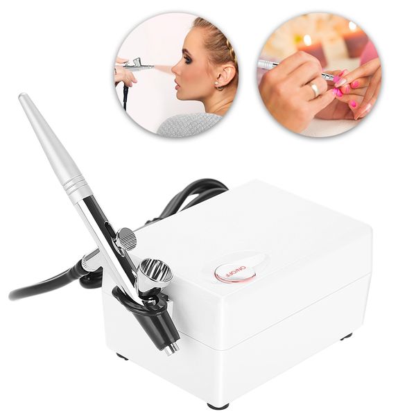 

mini nails airbrush gun air compressor kit air-brush nail art painting for art car model tattoo nails tool set 5, Silver