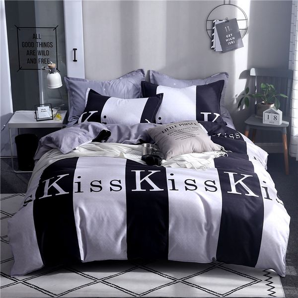 

home textile black white stripes bed linens nordic simple bedding sets duvet cover set quilt cover bed sheets  king size