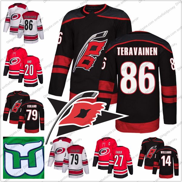 

Carolina Hurricanes Hartford Whalers #86 Teuvo Teravainen 79 Micheal Ferland 12 Eric Staal 9 Gordie Howe Stitched Hockey Jersey S-3XL