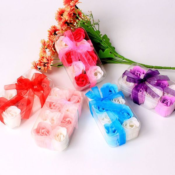 

2020 valentine's day soap flower scented rose flower petal ribbon gift box bath body soap gift wedding party favor
