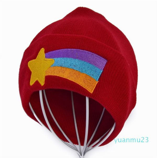 

wholesale-climate girls women winter warm hat gravity falls dipper mabel pines red knit beanie shooting star anmation nice red acrylic hat