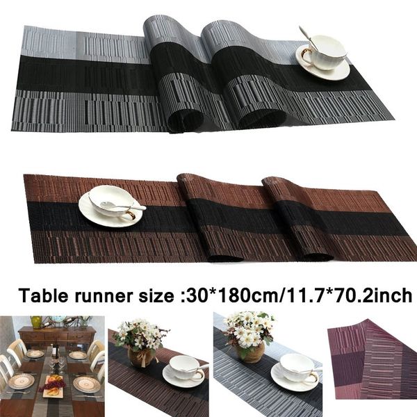 

compatible placemats table runner, 1 piece crossweave woven vinyl table runner washable 30x180cm/12x70.86inch