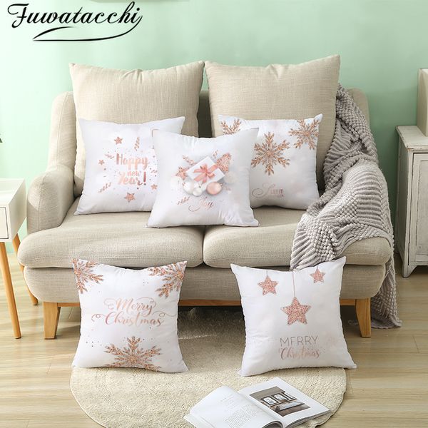 

fuwatacchi christmas pillow covers new year gift cushion cover for home sofa decorative throw pillowcases polyester 45*45cm