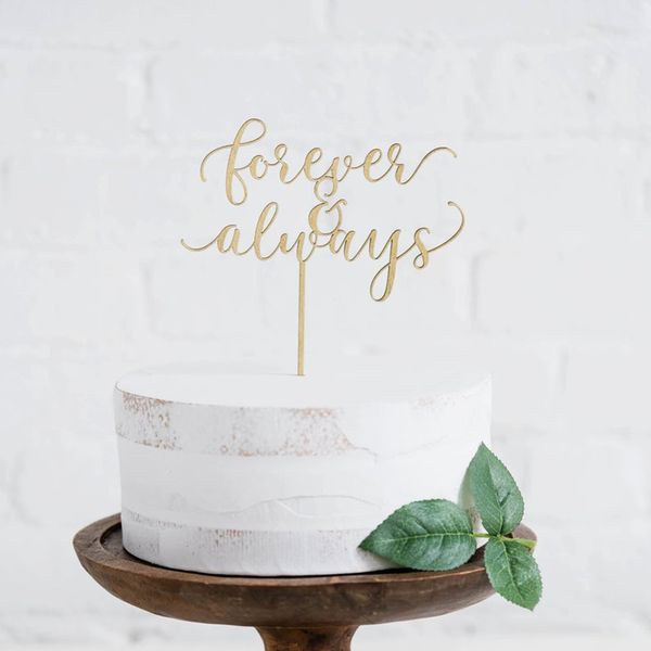 

forever & always wedding cake er personalized cake decor for engagement anniversary party rustic romantic wood mirror gold