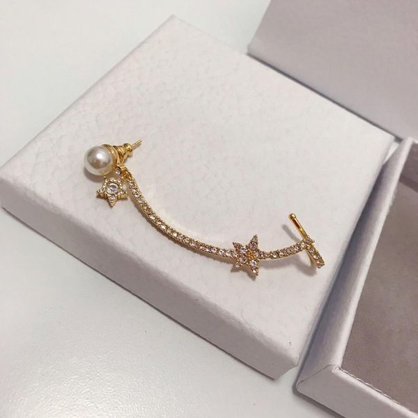 

new single star pearl full diamond fashion designer earrings luxury designer jewelry women earrings, Golden