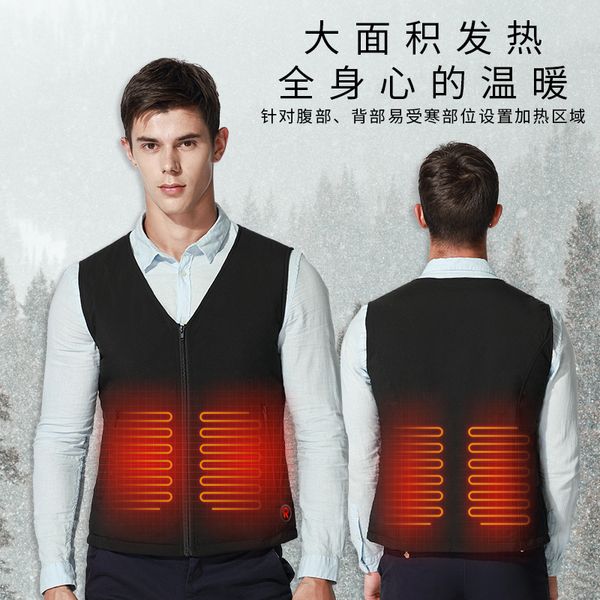 

rey men's heated vest electric waistcoat winter intelligent sleeveless shirt vest heating jacket slim 2xl, Black;white