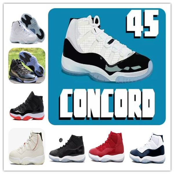 

with box 11 11s concord 45 bred xi platinum tint basketball shoes gym red prom night win like 96 82 mens&womens sports sneakers 378037-100