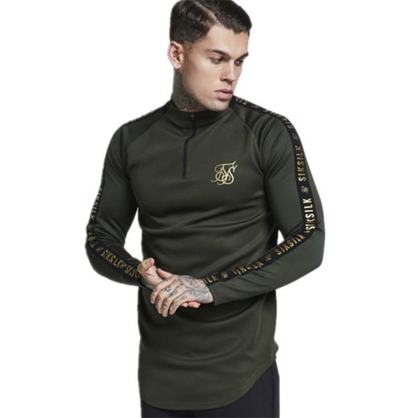 

2019 autumn winter and spring new leisure fashion men fitness training long sleeve sports slim t shirt super sale, White;black