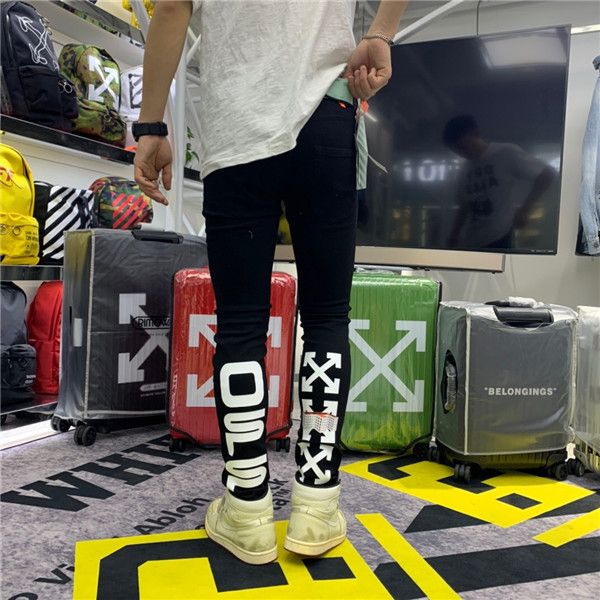 

2020luxury мужская проблемные ripped тощий рваные джинсы модельер тонкий мотоциклов moto байкер мужские джинсовые брюки велосипедиста jeans4, Blue