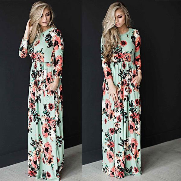 

2019 new maxi dresses for womens boho plus size ladies casual summer beach dress floral chiffon long evening prom party cocktail, Black;gray