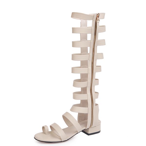 

designer, 2019, summer, new style, side zipper, open toe, roma boots, shoes, air, sandals, fashion, sexy, Black