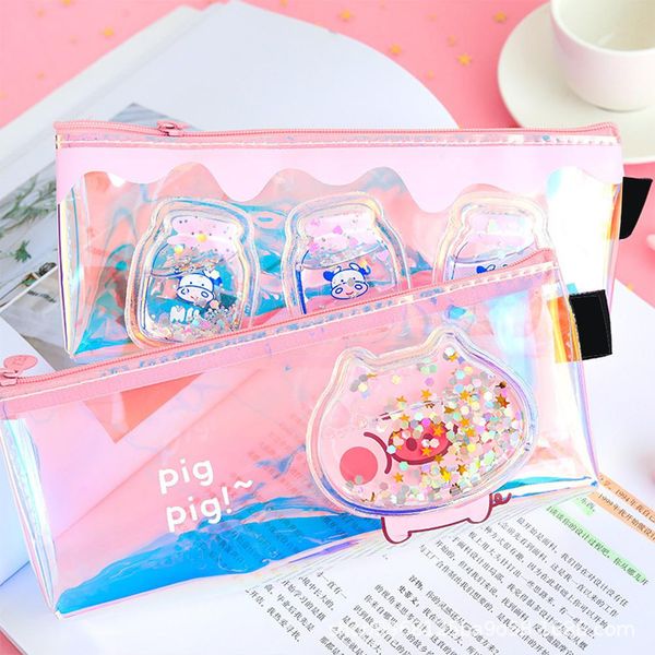 

cartoon transparent pencil case for school storage