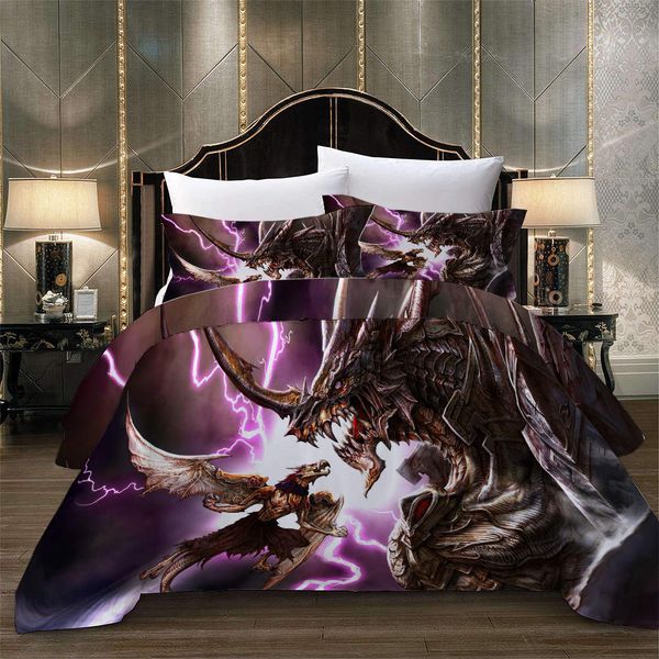 King Size Bedding Set Dragon And Wing Man Fashionable Cool Duvet